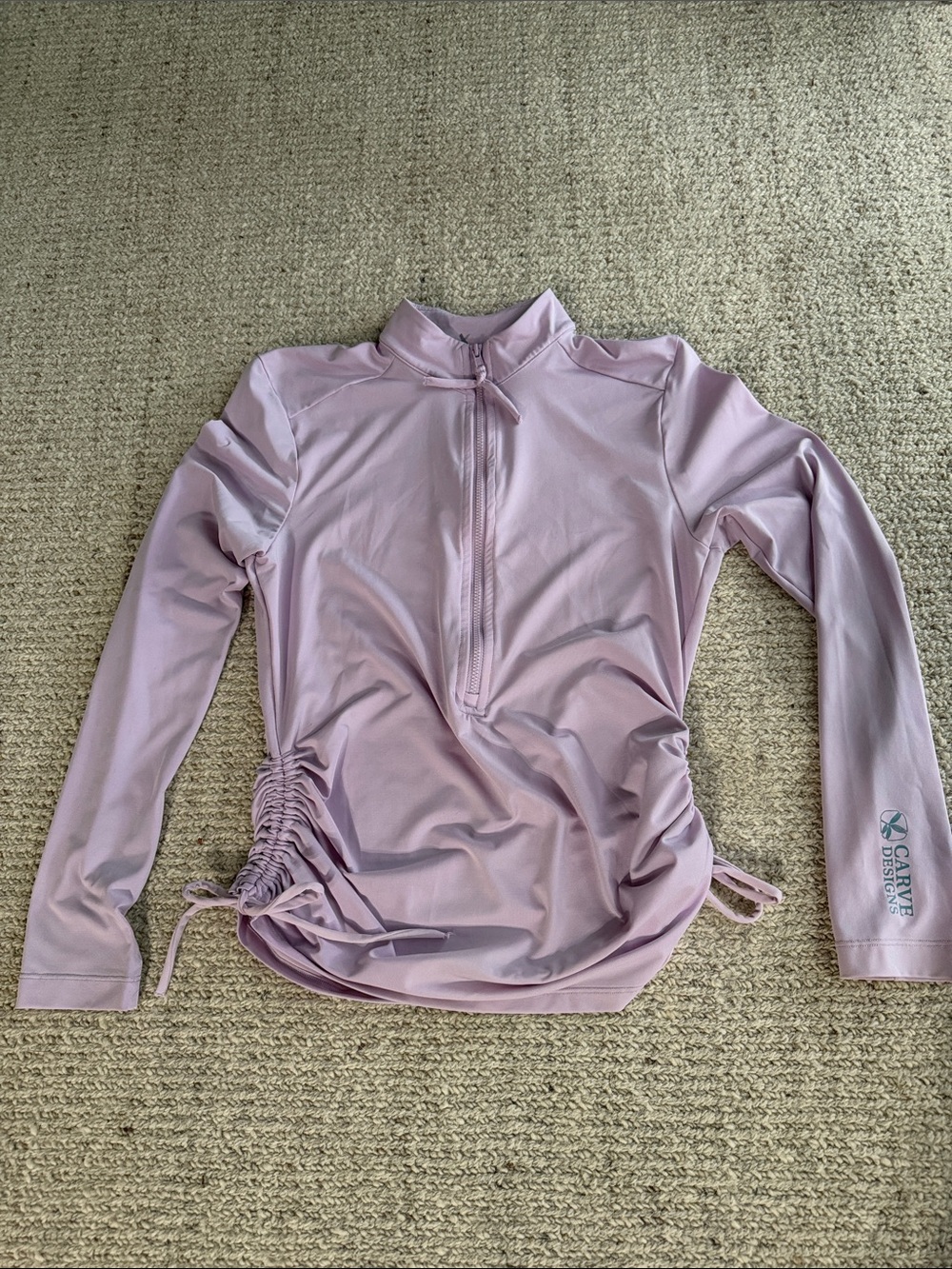 CARVE DESIGNS Lavender Long Sleeve Swim Coverup with Side Ruching